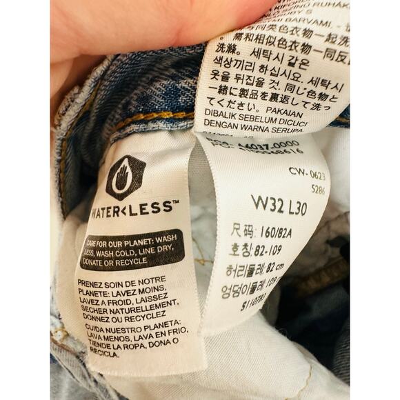 Levi's 501 Blue 100% Cotton Denim Patchwork Freehand Folk Jeans Size W 32 L 30 - Picture 12 of 16